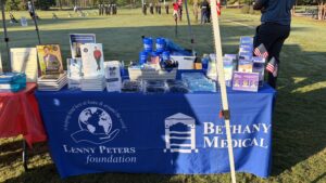 Bethany Medical and Lenny Peters Foundation information table at the military charity golf tournament