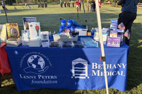 Bethany Medical and Lenny Peters Foundation information table at the military charity golf tournament
